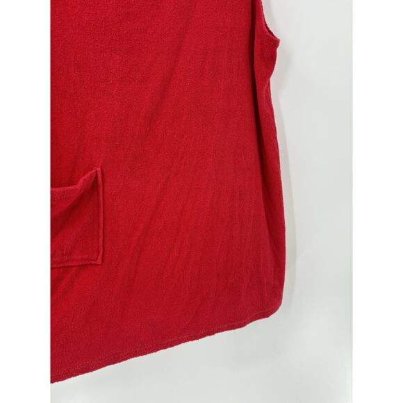 Glorias Fashion Vintage Dress Womens Large Red Terry Cloth Sleeveless Swim Cover - Picture 7 of 12